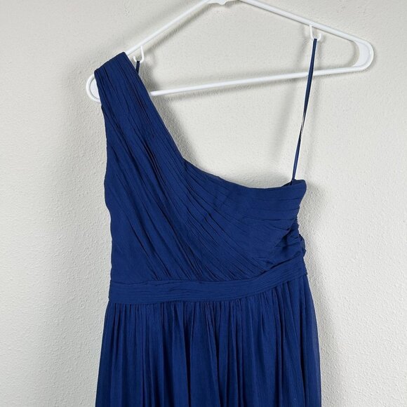 J Crew Kylie Dress Womens Size 2 Royal Blue Silk Chiffon Side Zip Prom Wedding - Picture 4 of 14